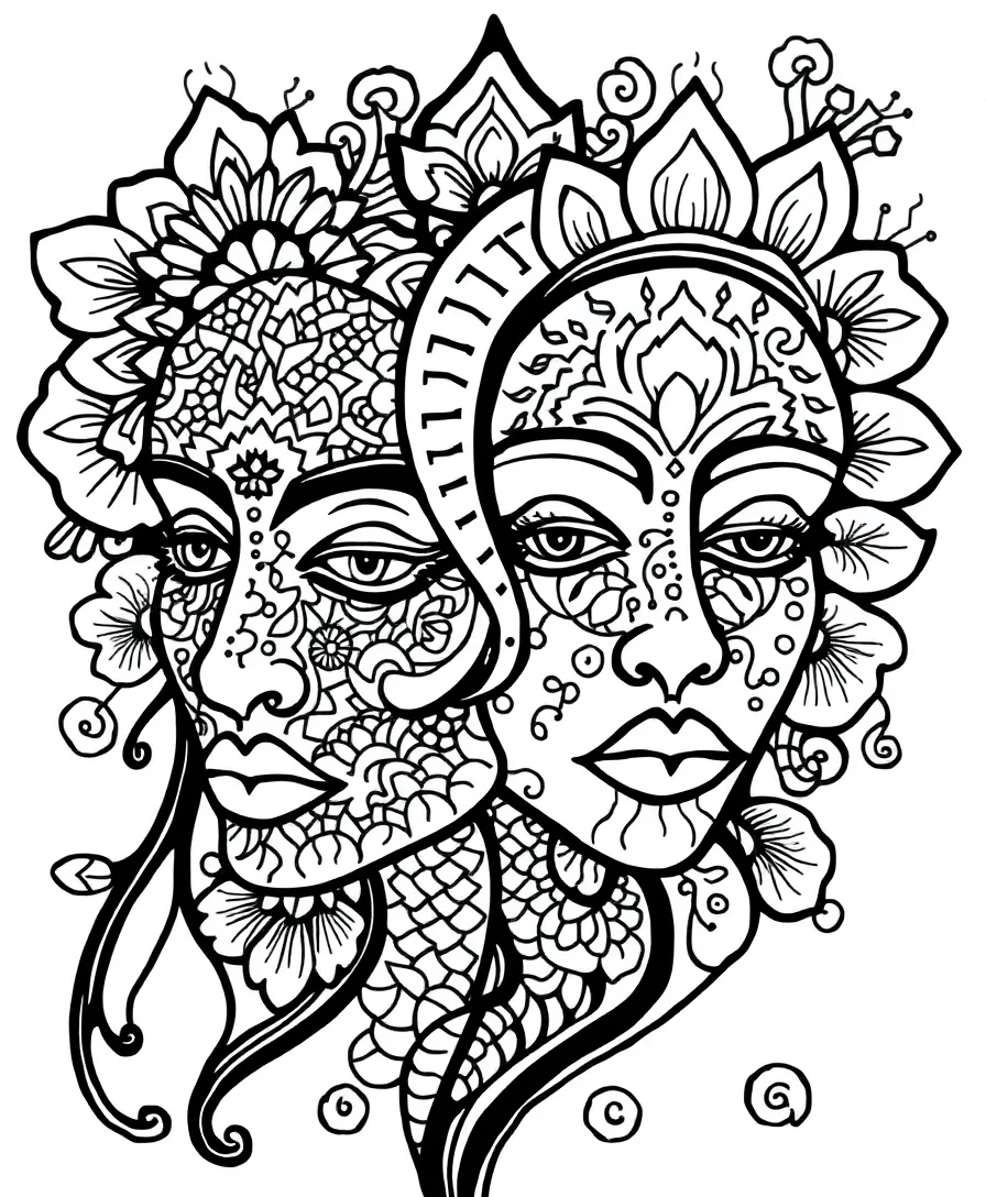 Surreal Faces with Intricate Patterns