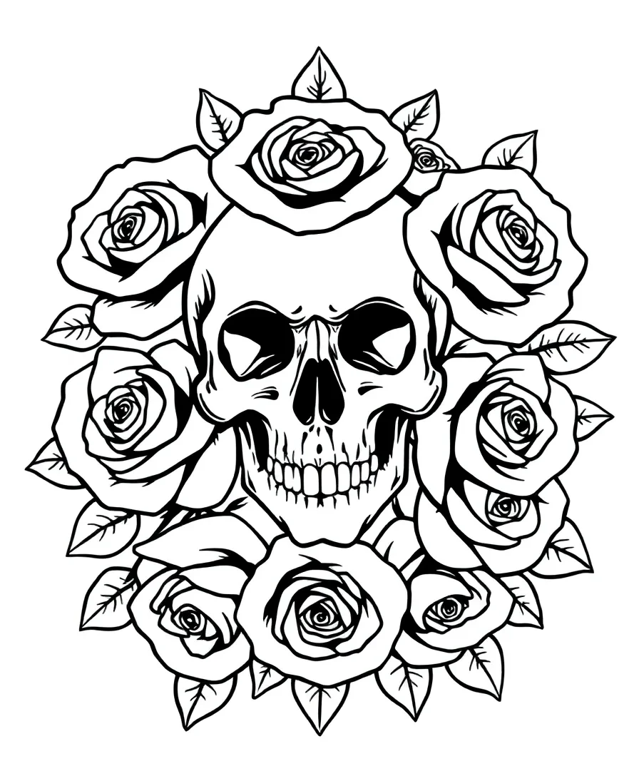Classic Skull with Roses