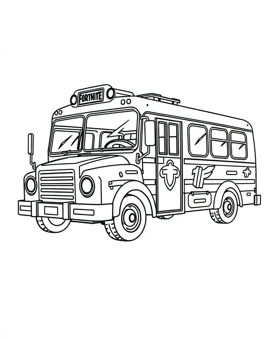 The Battle Bus in Bold Outlines