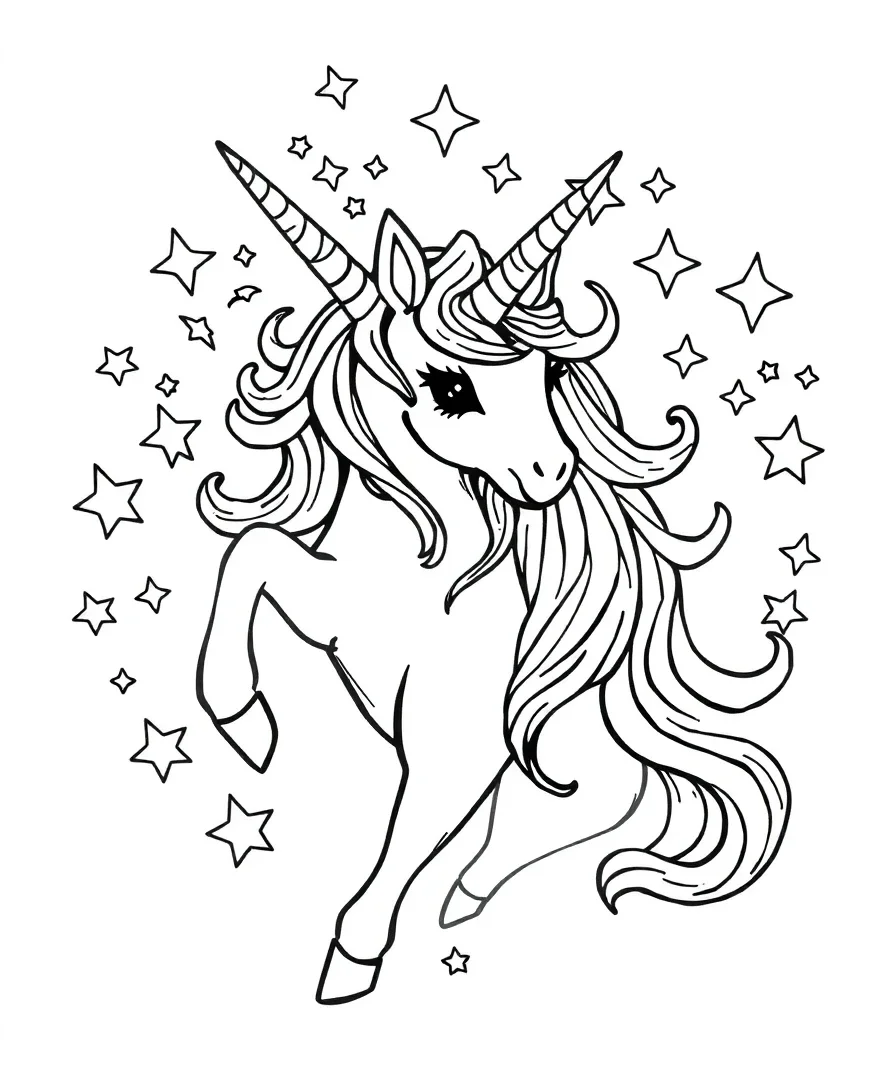 Majestic Unicorn with Starry Elements