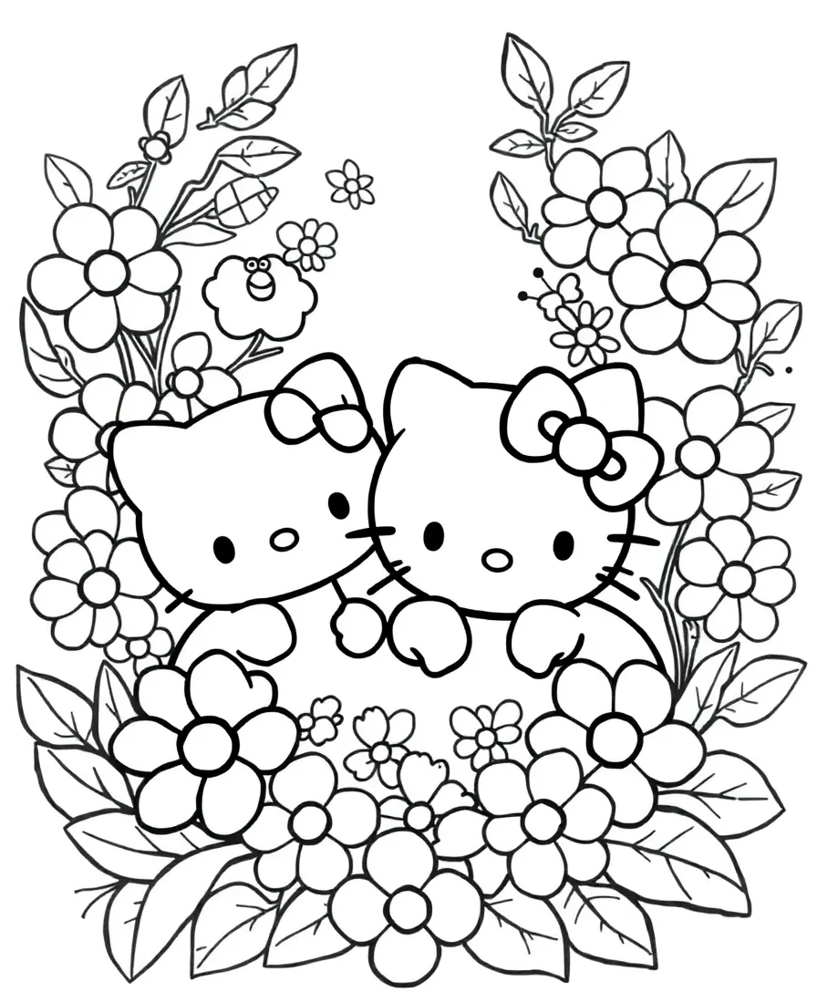 Hello Kitty and Friends in a Garden