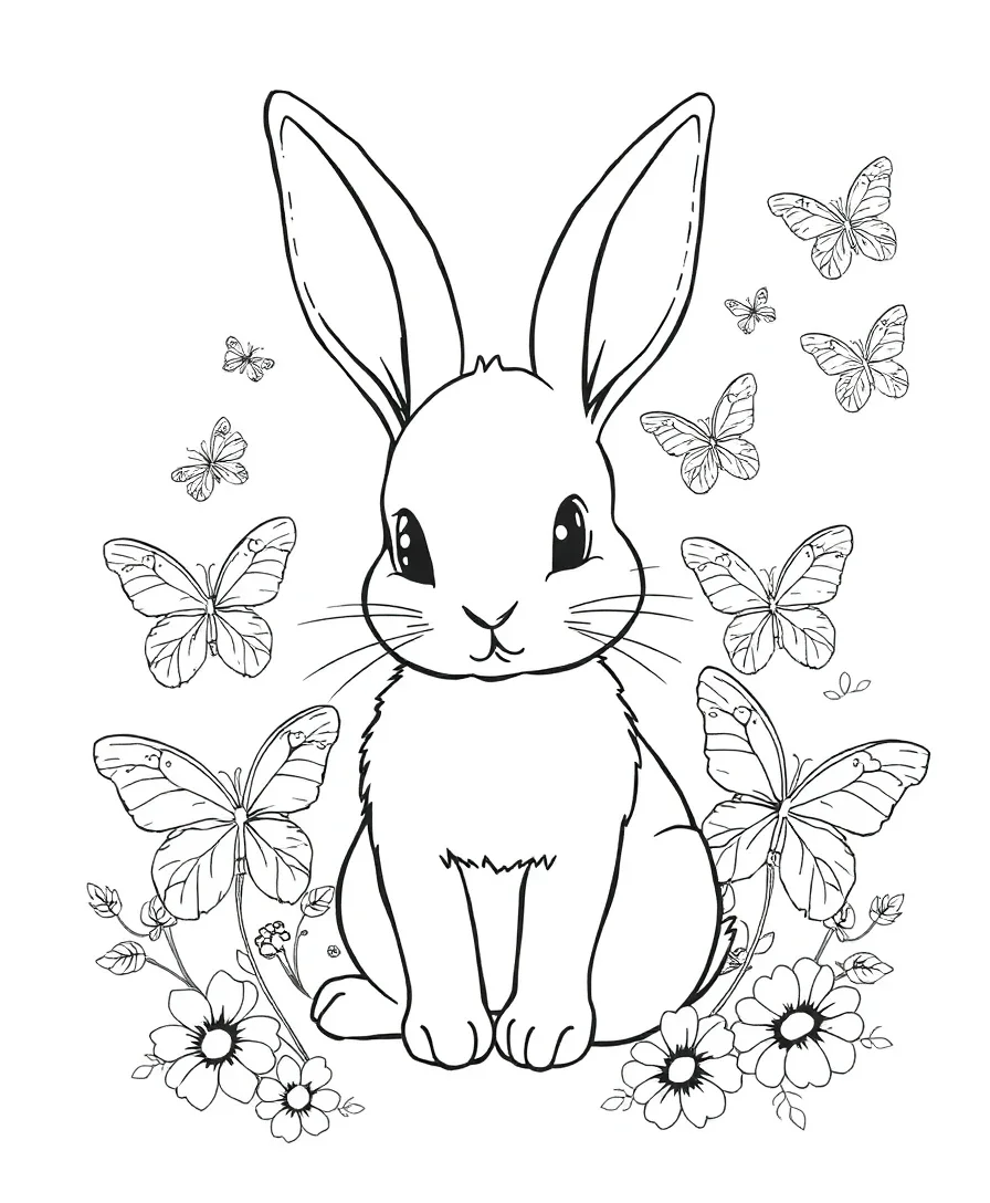 Bunny with Butterflies