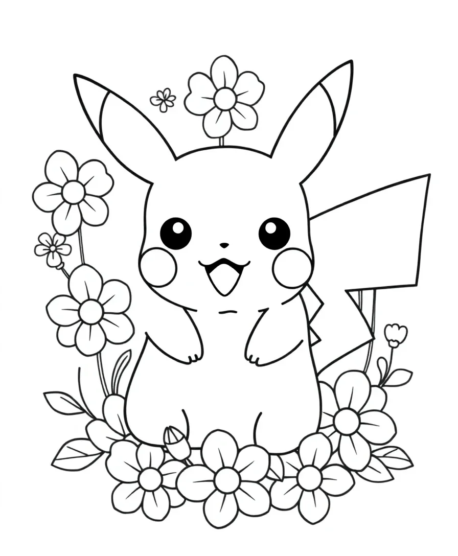 Pikachu with Floral Accents
