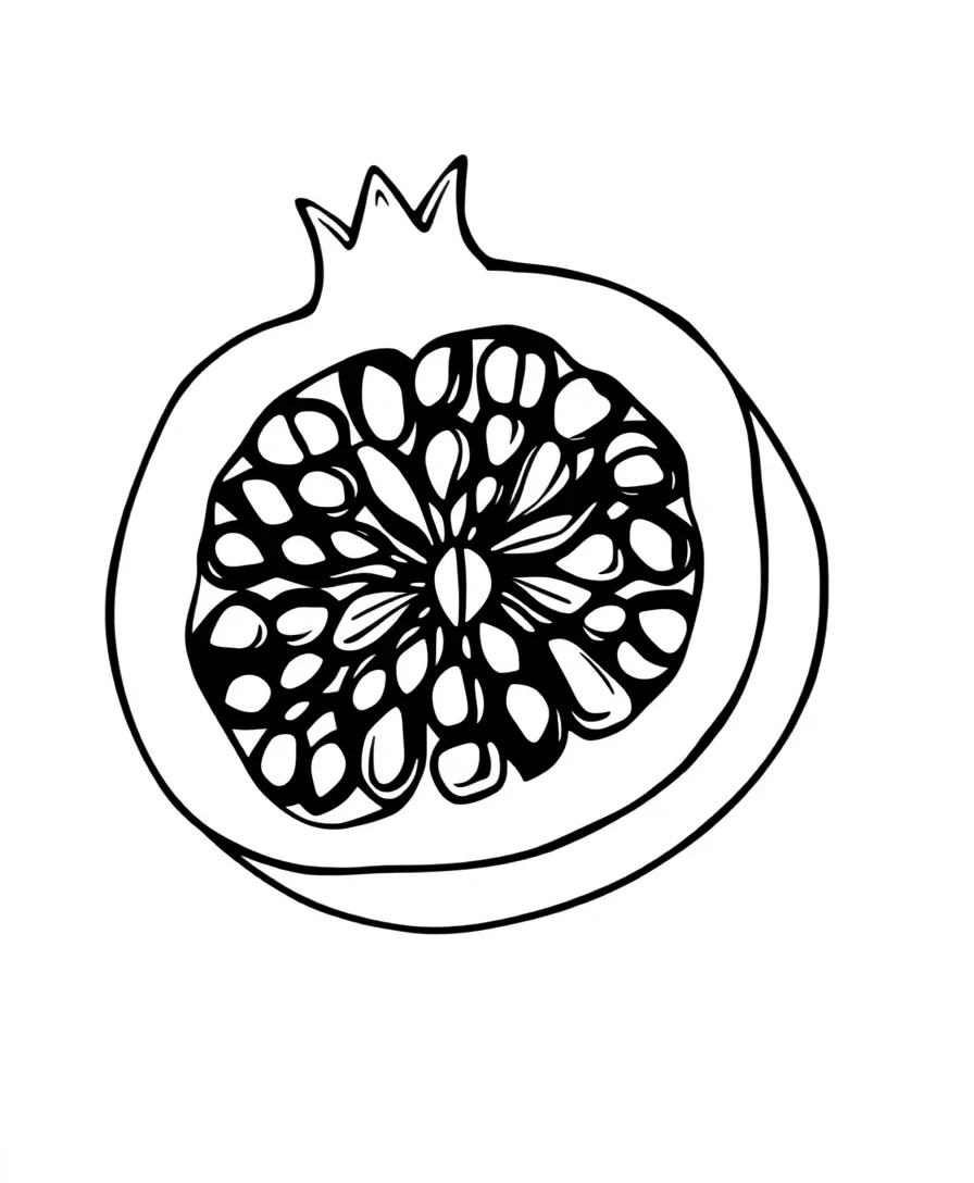 Detailed Pomegranate Cross-Section