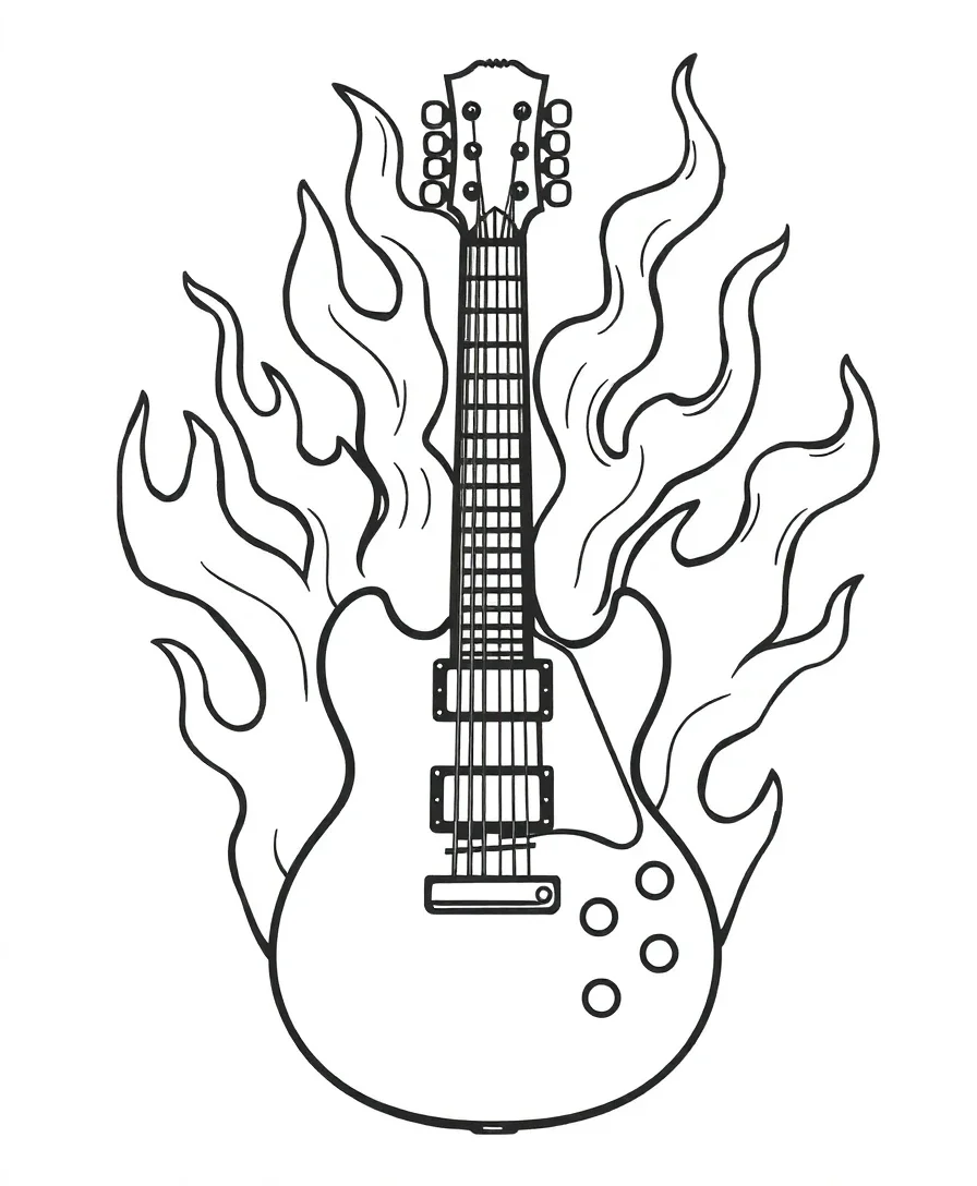 Guitar with Flames
