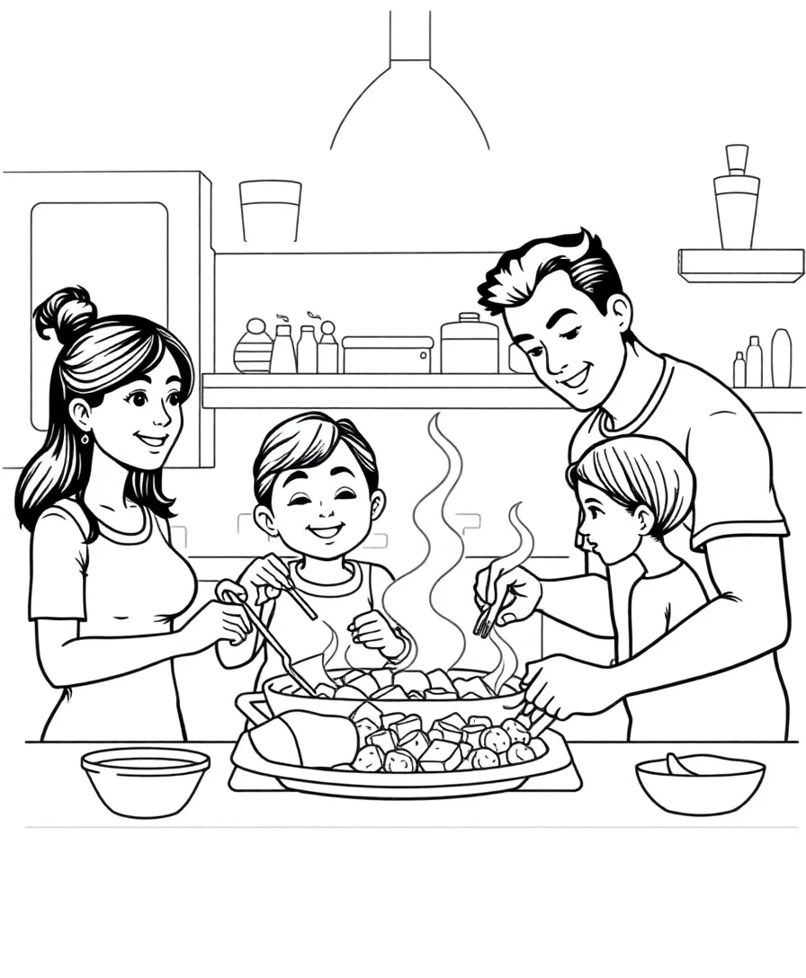 Family Cooking Together