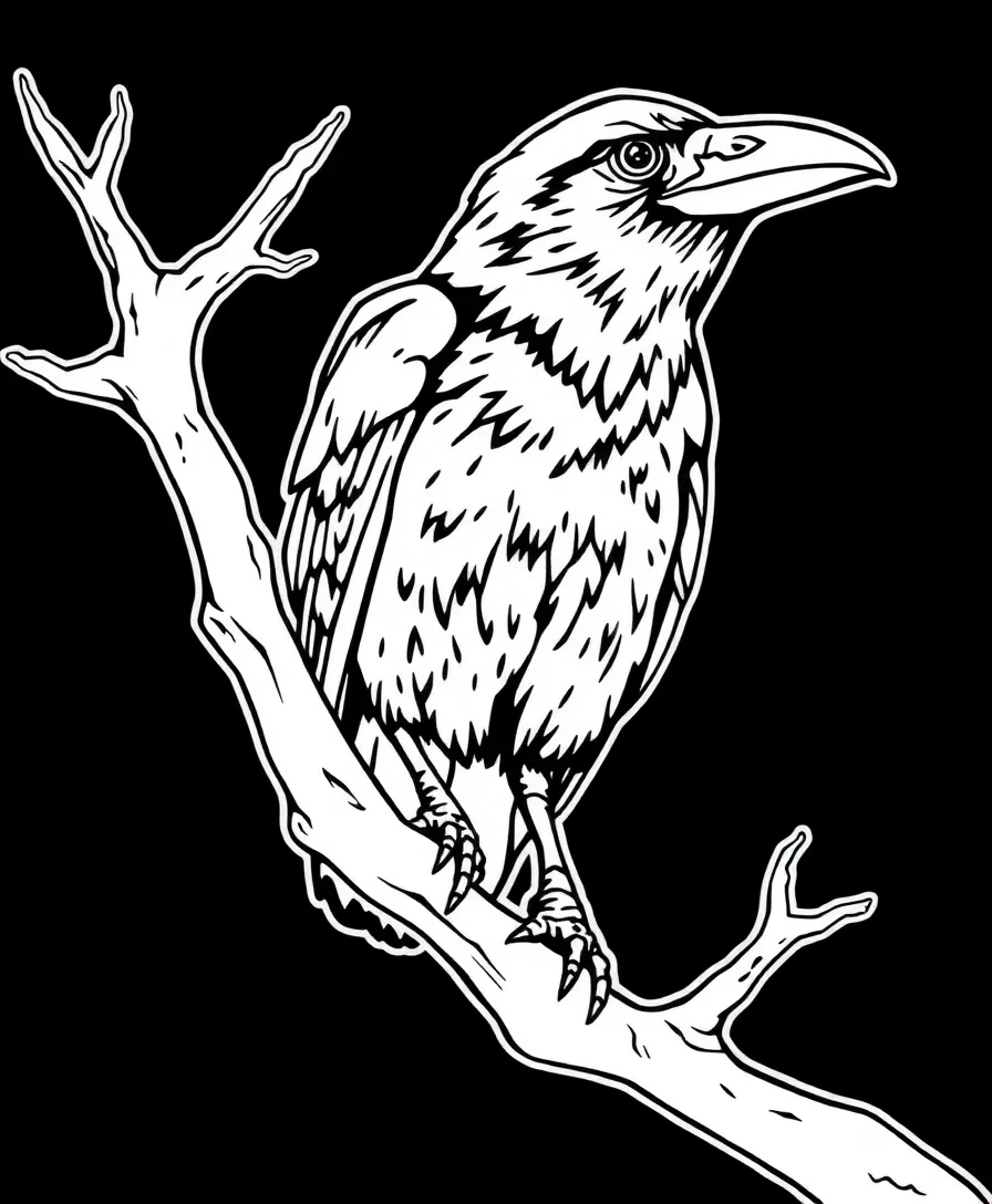 Chilling Raven on a Branch