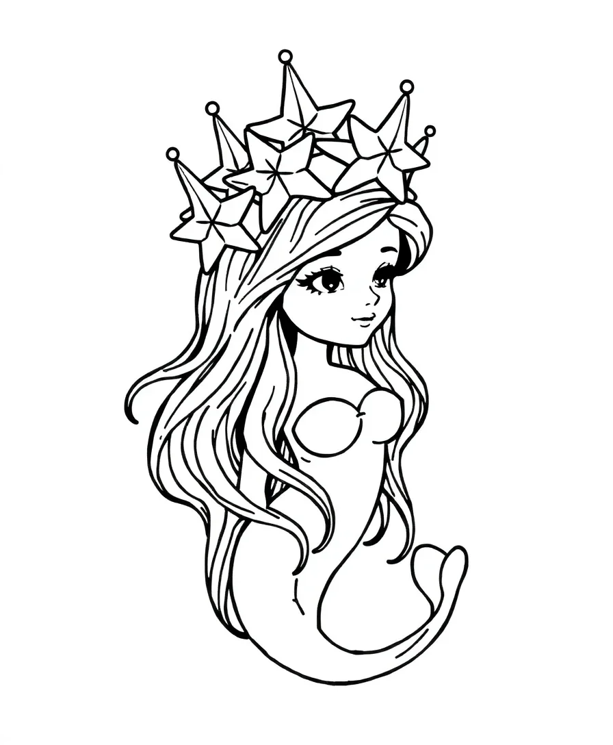 Mermaid with Starfish Crown