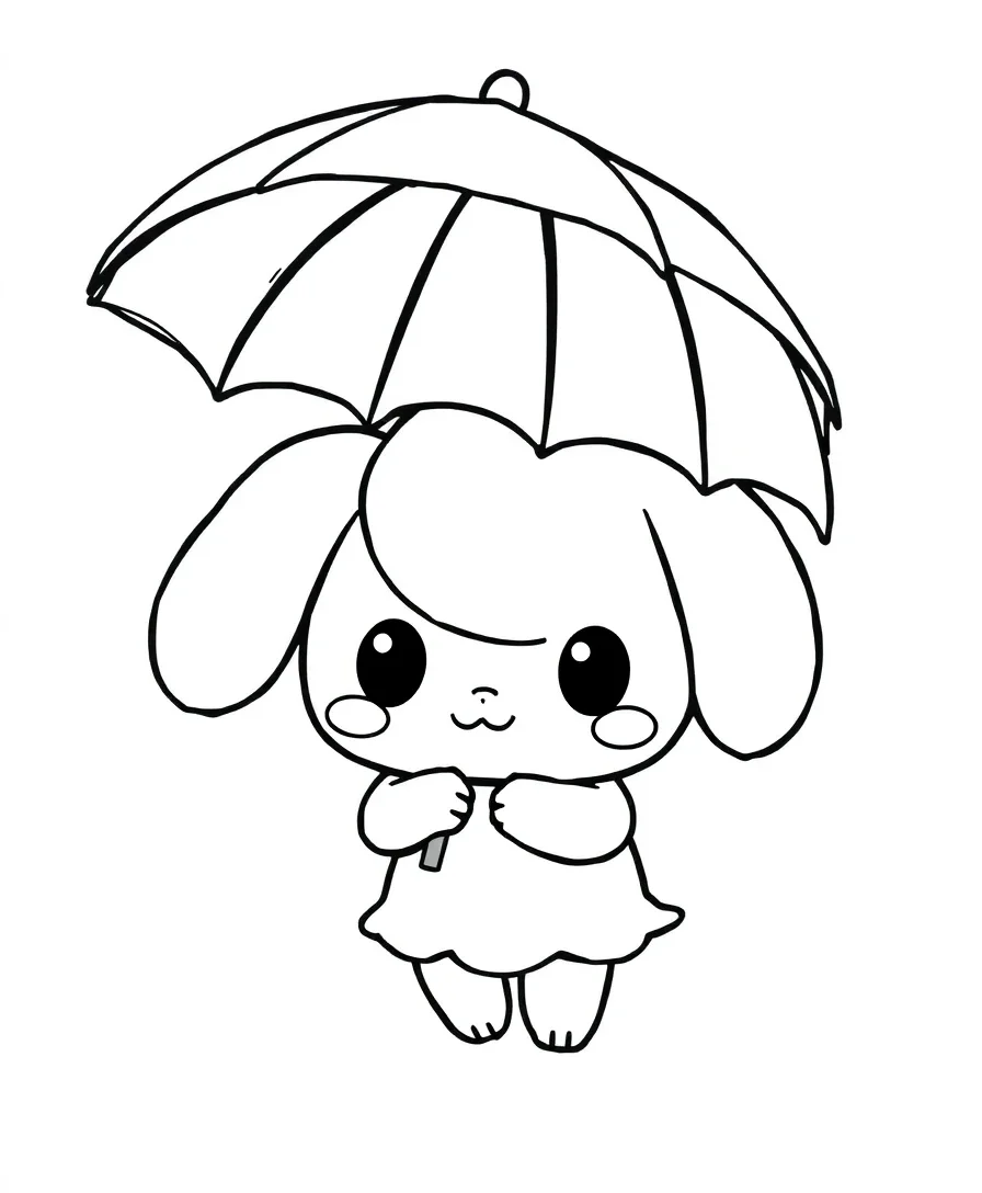 Cinnamoroll with a Rainbow Umbrella