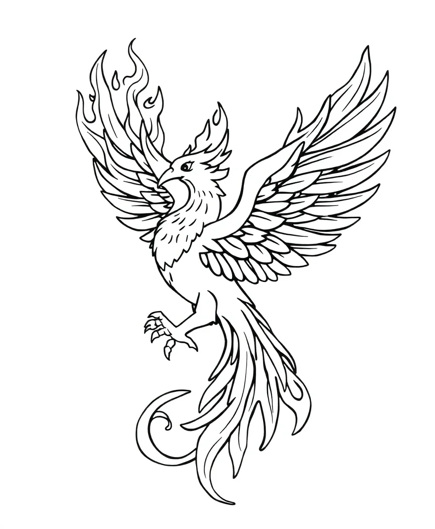Phoenix with Rising Flames