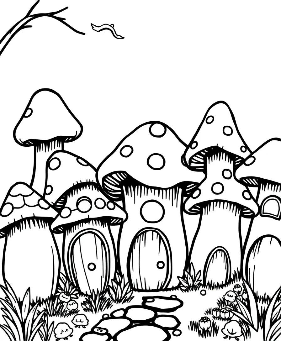 Whimsical Mushroom Village