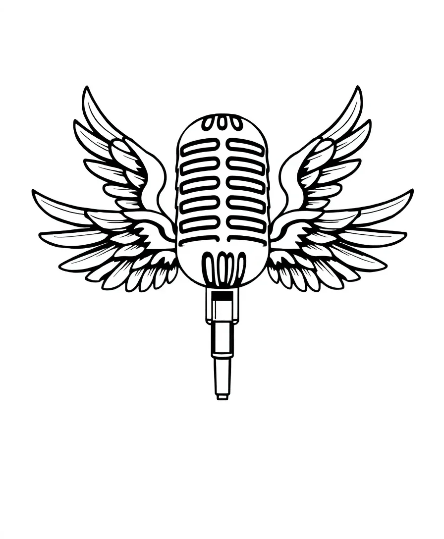 Vintage Microphone with Wings