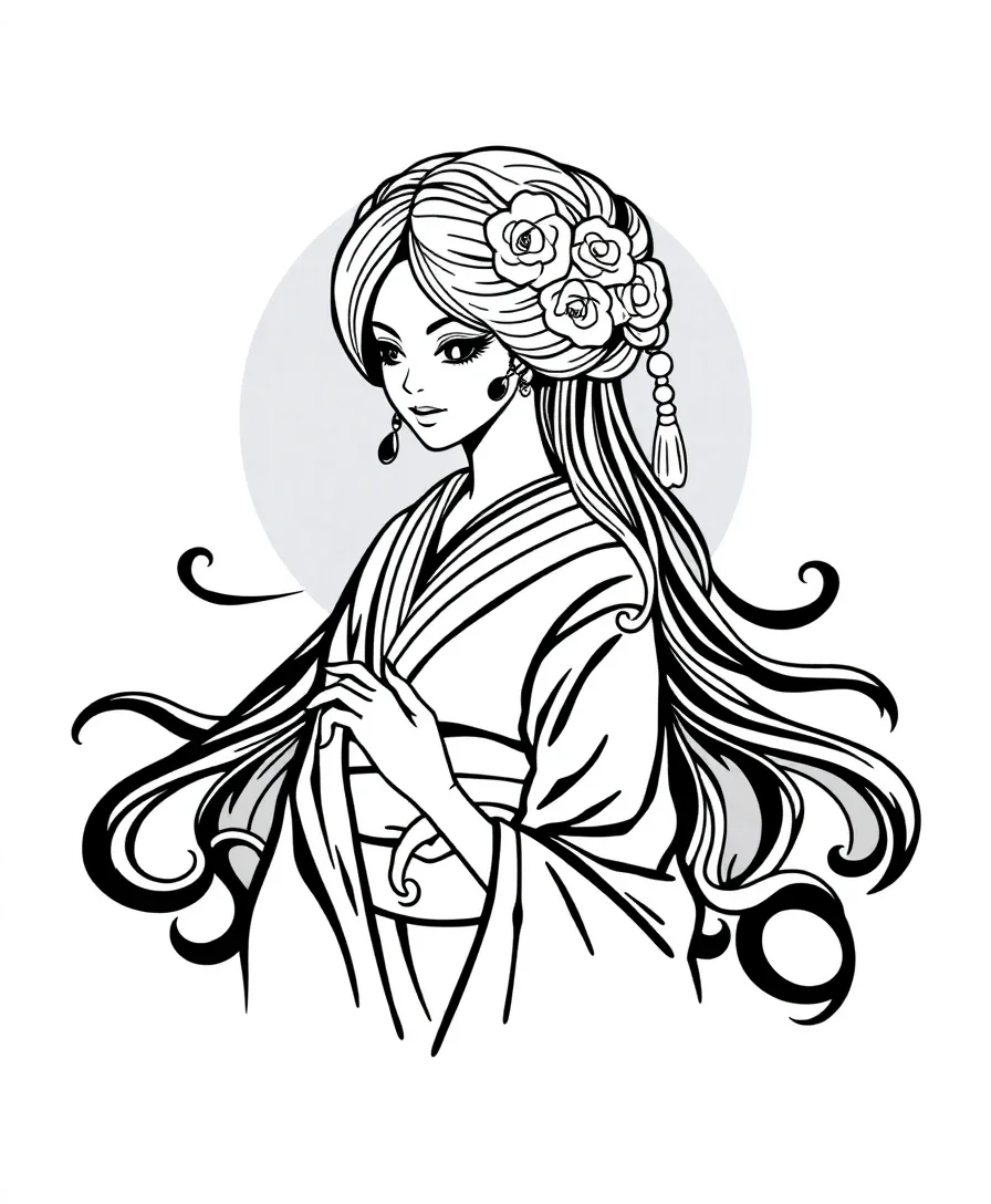 Elegant Geisha Silhouettes