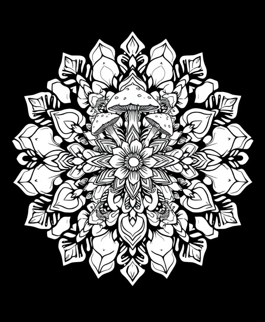 Elegant Mushroom Mandala
