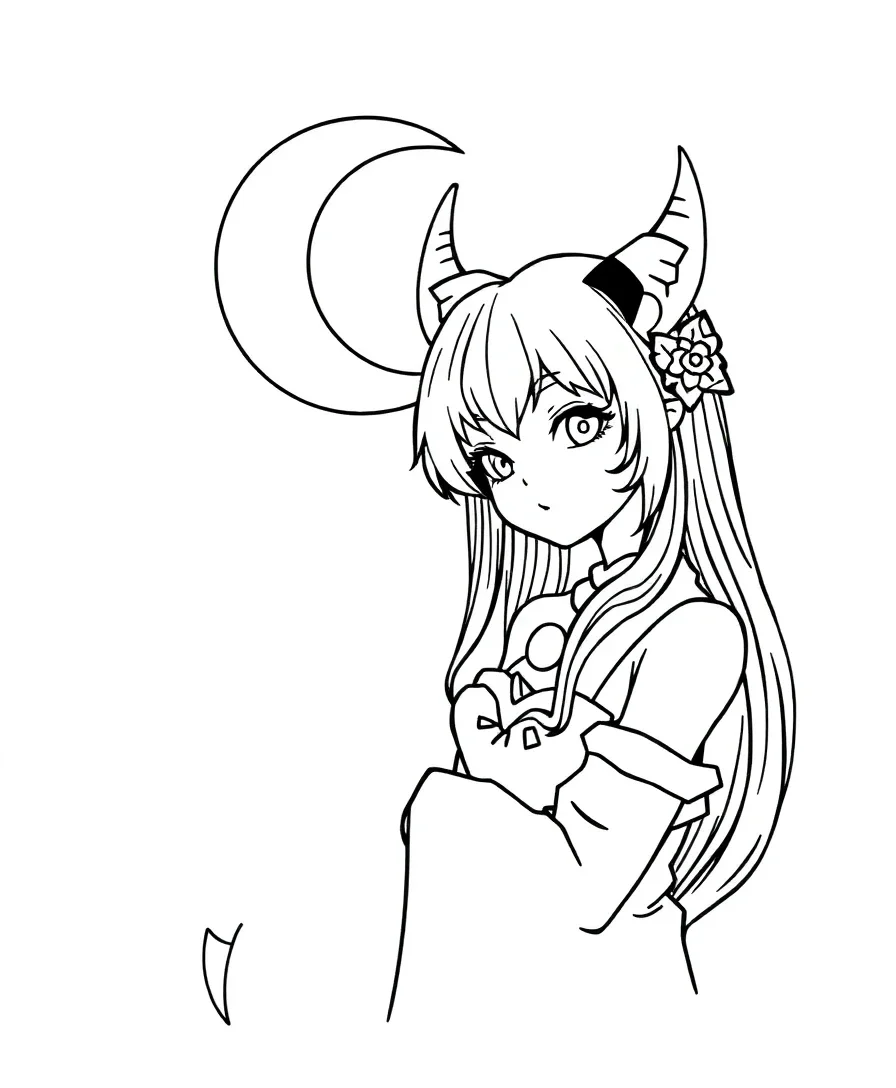 Mystical Kuromi with Crescent Moon
