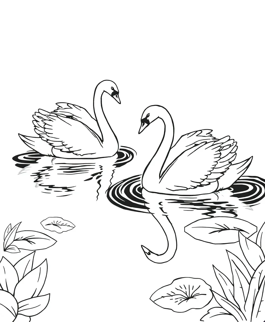 Graceful Swans on a Pond