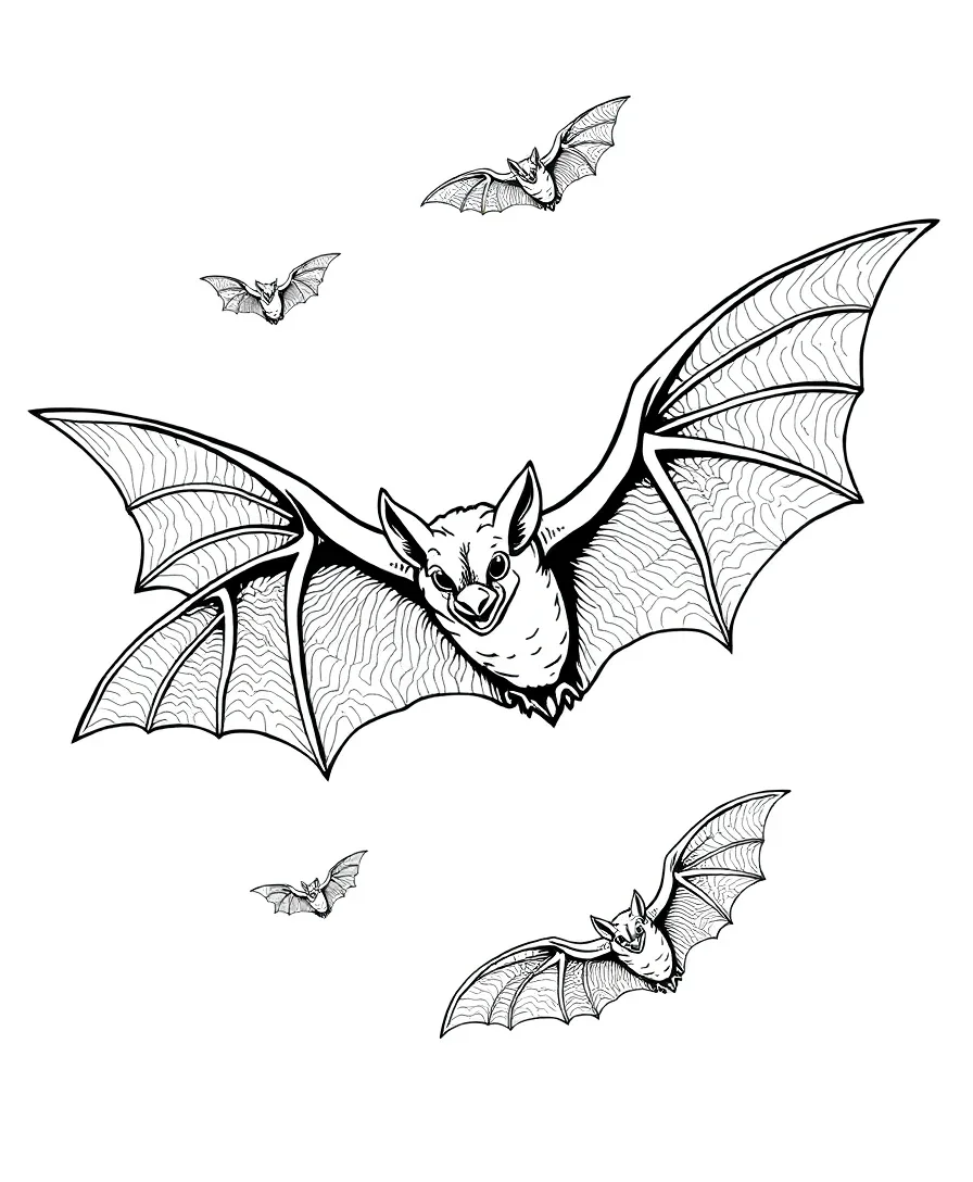 Gothic Bats in Flight