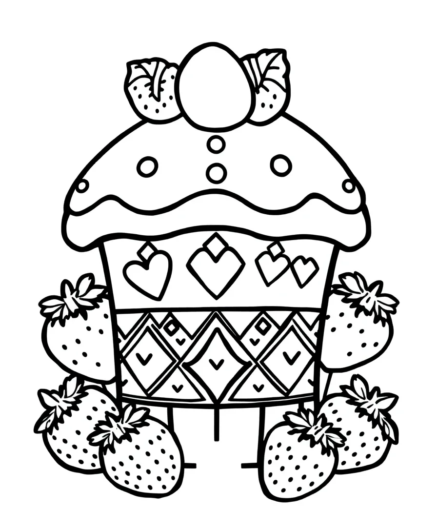 Strawberry Shortcake with Geometric Patterns