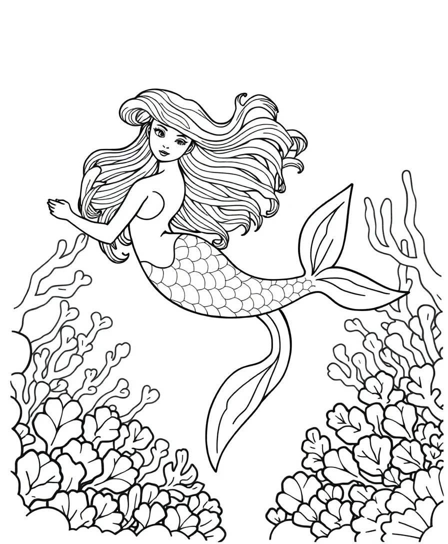 Mermaid and Coral Reef