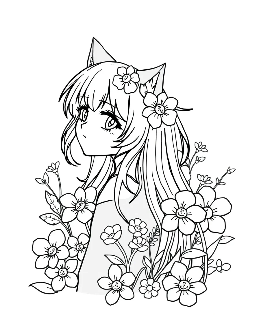 Kuromi in a Floral Garden