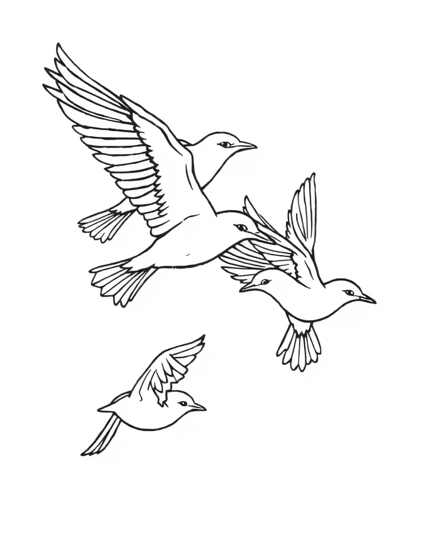 Winter Birds in Flight