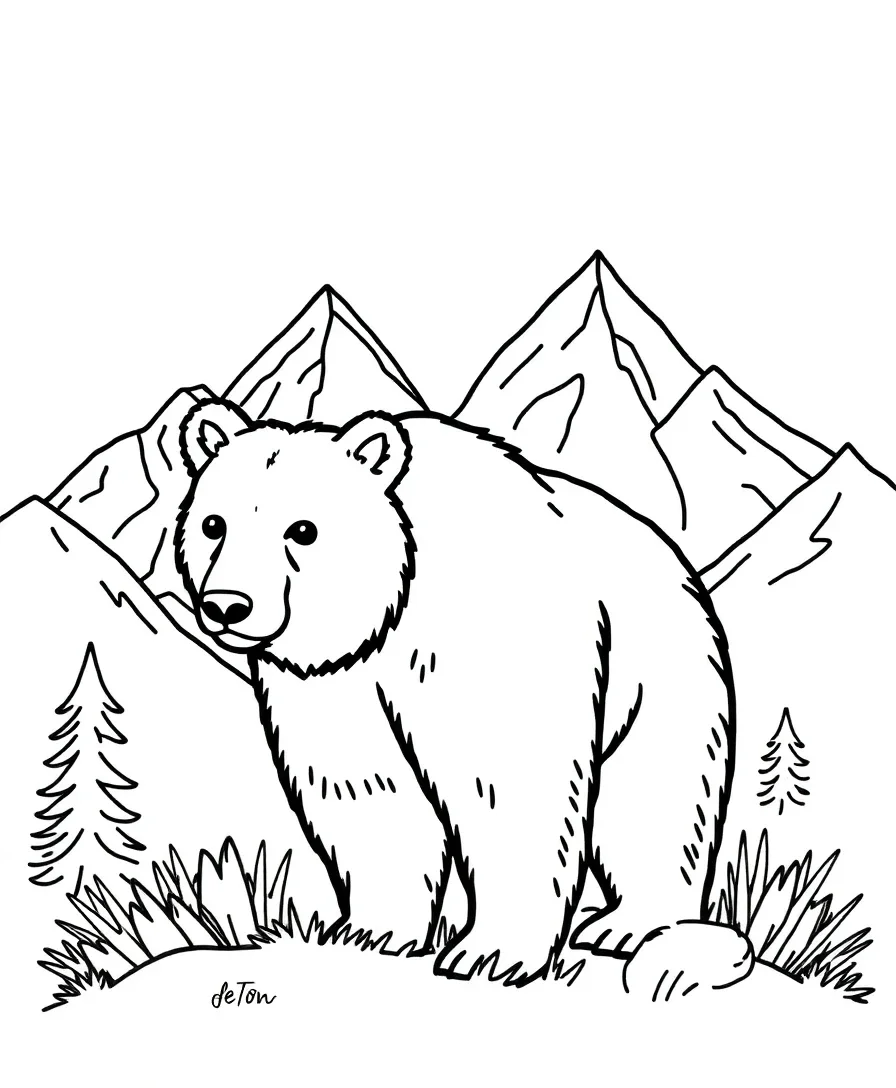 Bear in a Mountain Landscape