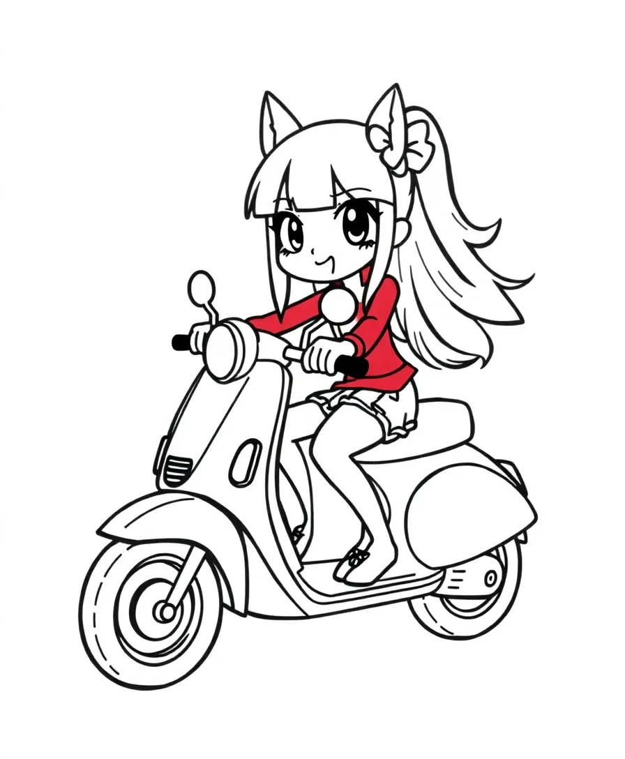 Adventurous Kuromi on a Scooter