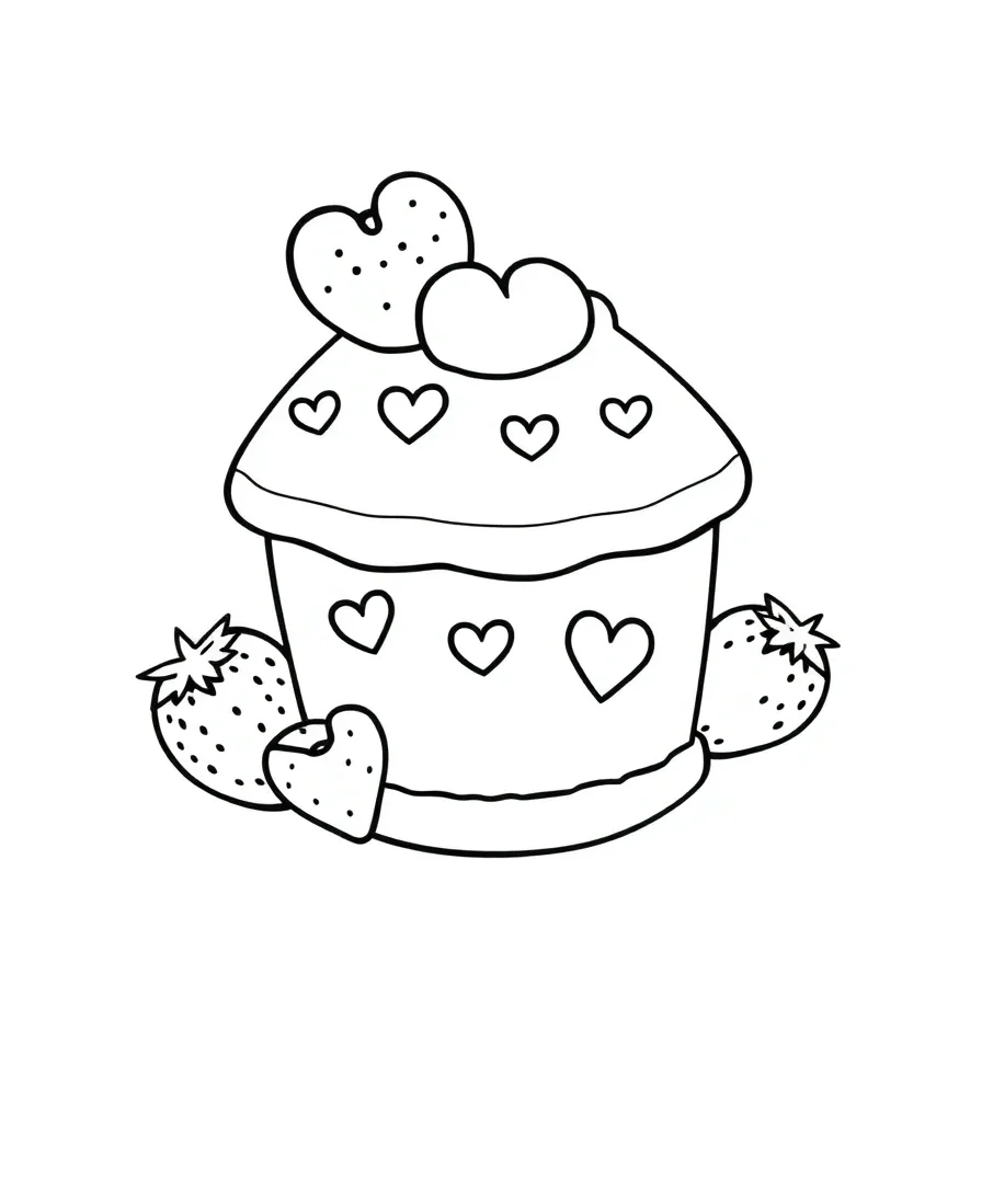 Strawberry Shortcake with Heart Motifs