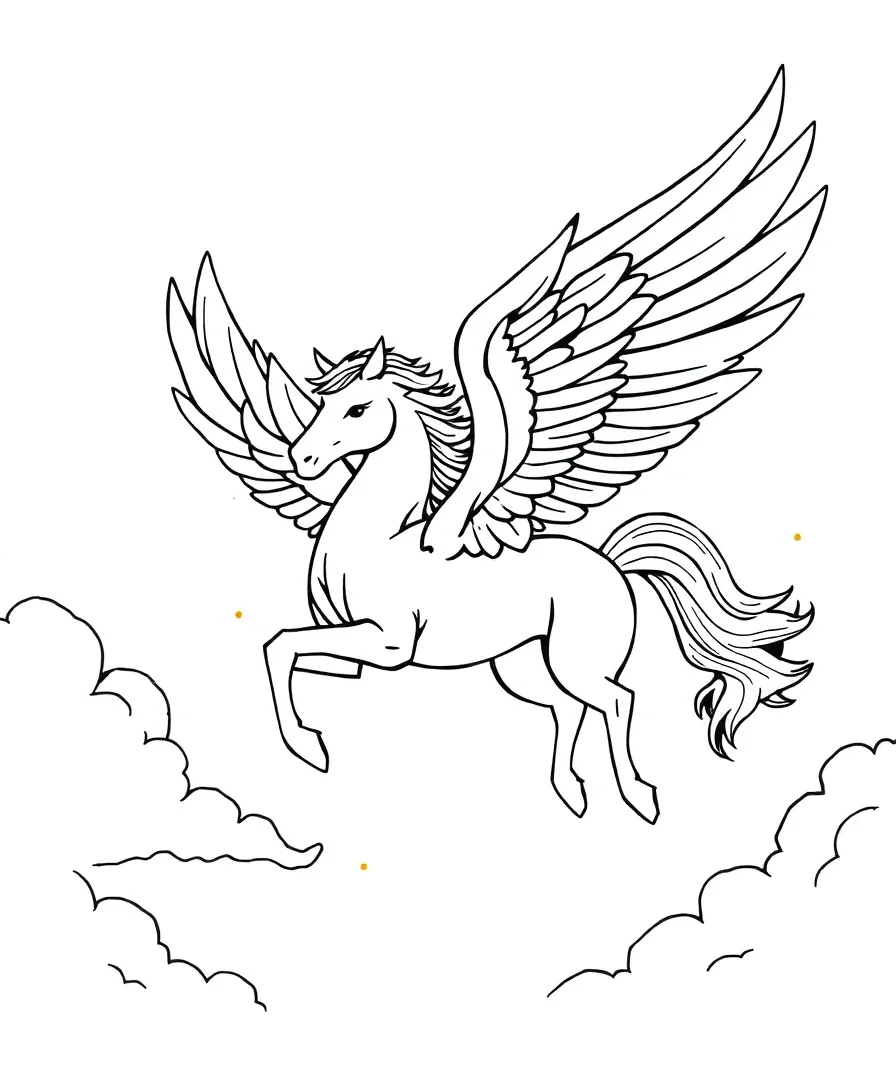 Mythical Pegasus in Flight
