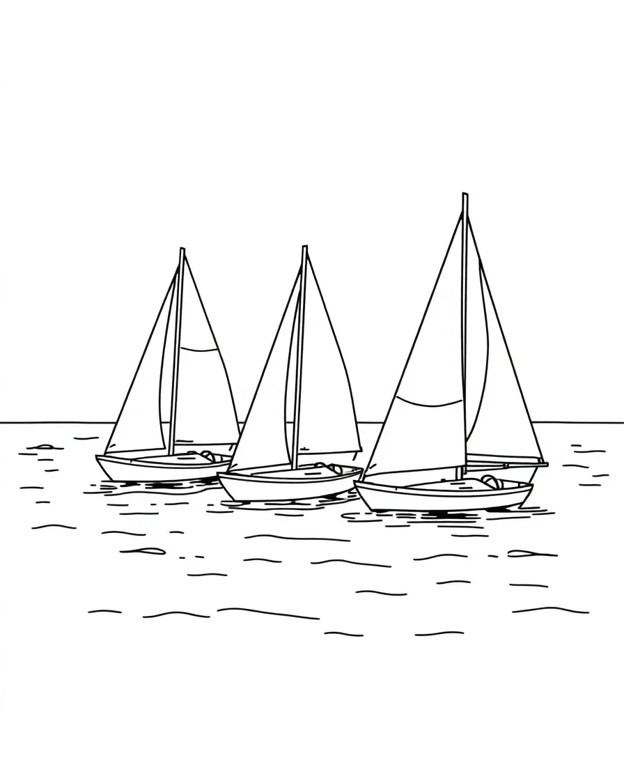 Sailboats at Sea