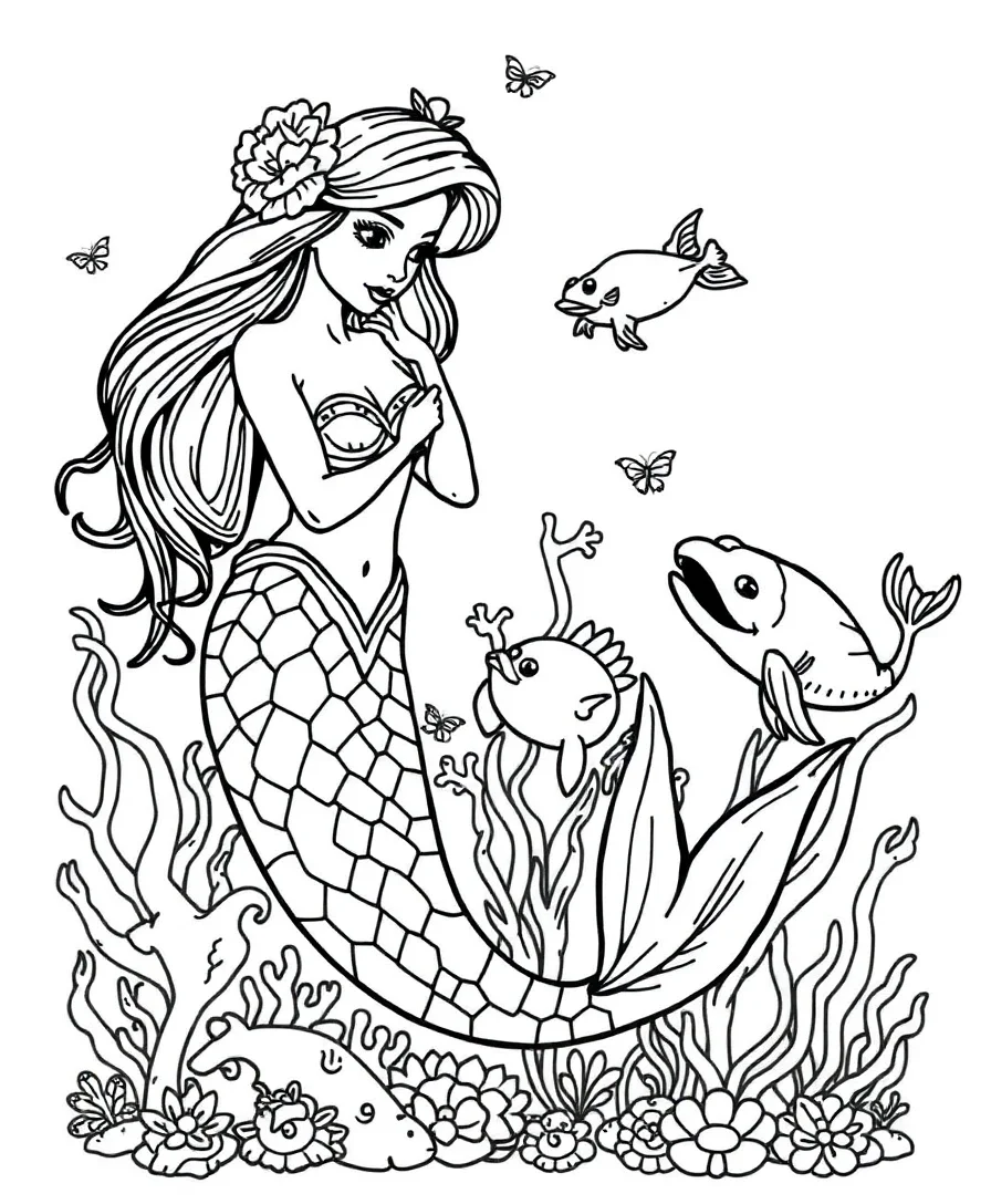 Mermaid with Sea Creatures