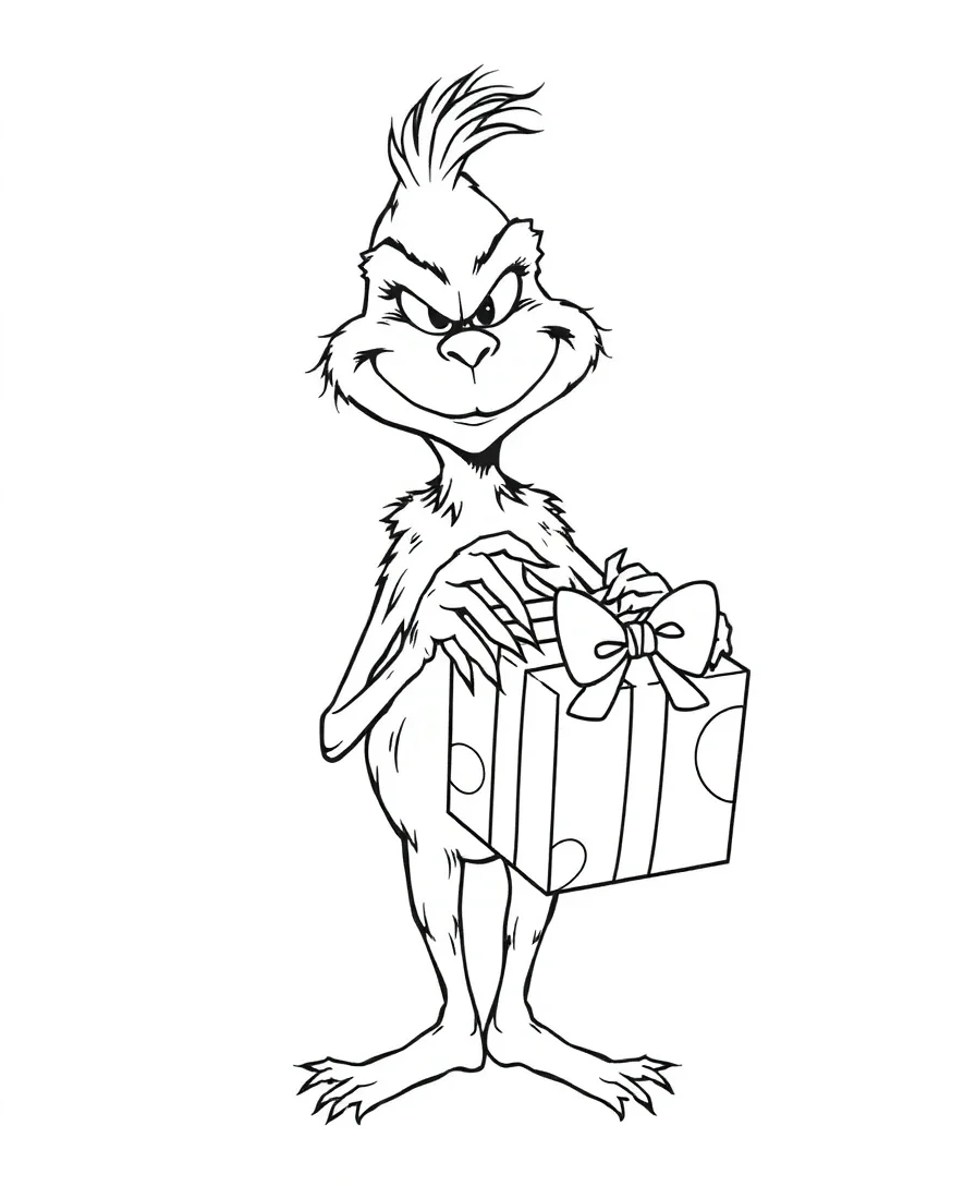 Grinch Holding a Gift