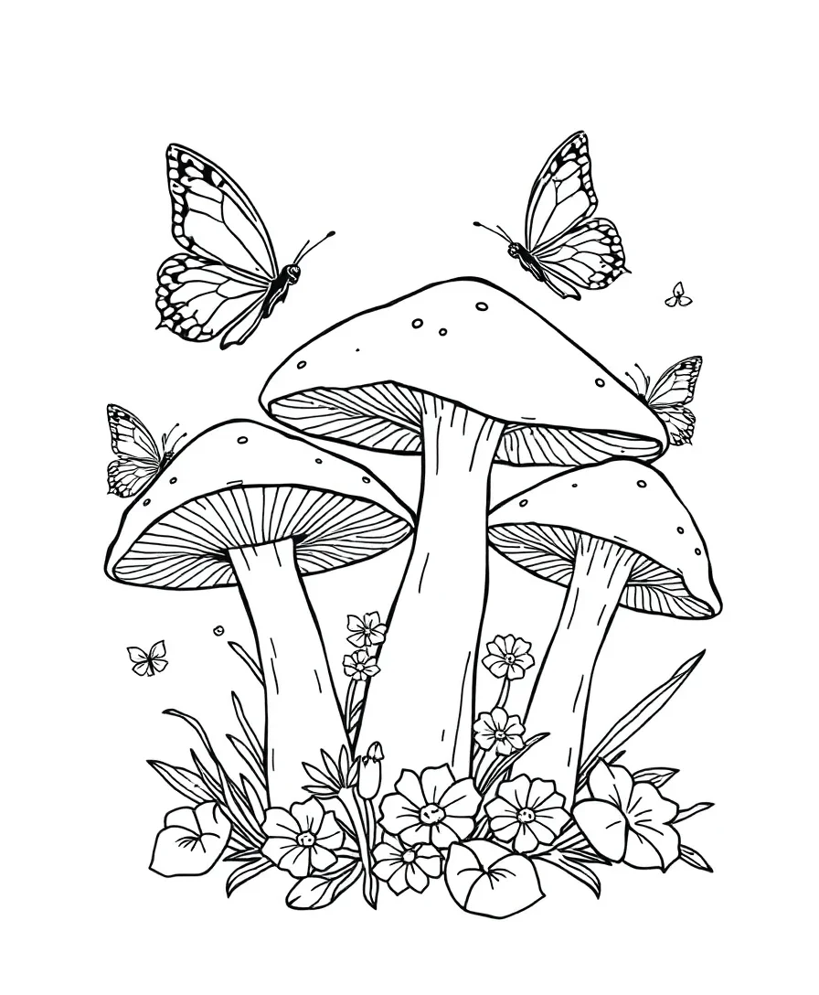 Mushroom and Butterfly Harmony