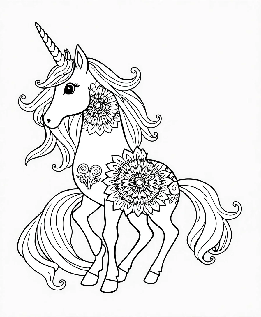 Unicorn with Mandala Patterns