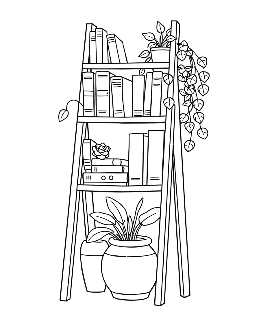 Rustic Ladder Bookshelf