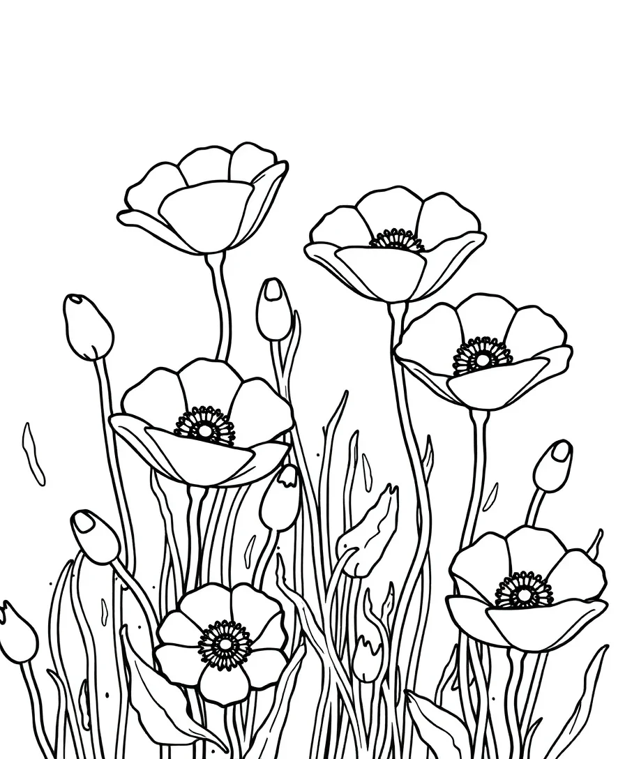 Whimsical Poppy Field