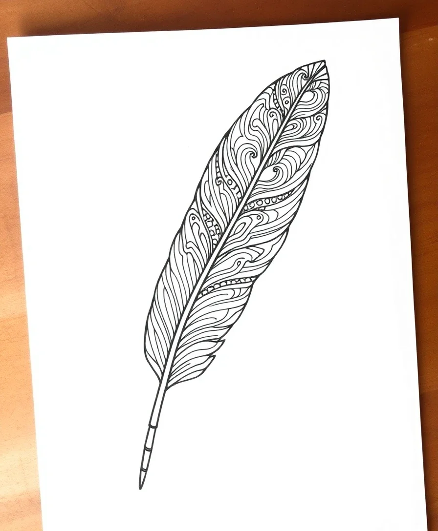 Feather with Detailed Patterns