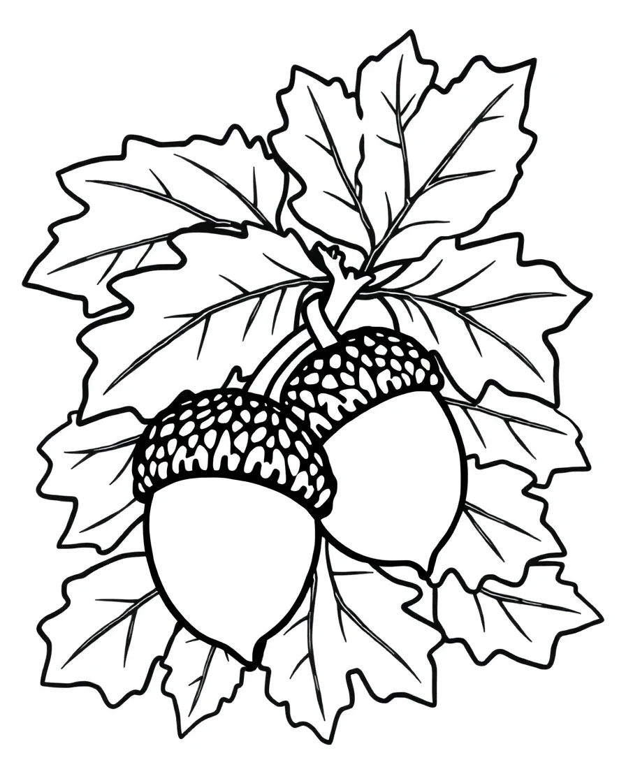 Acorn and Oak Leaves
