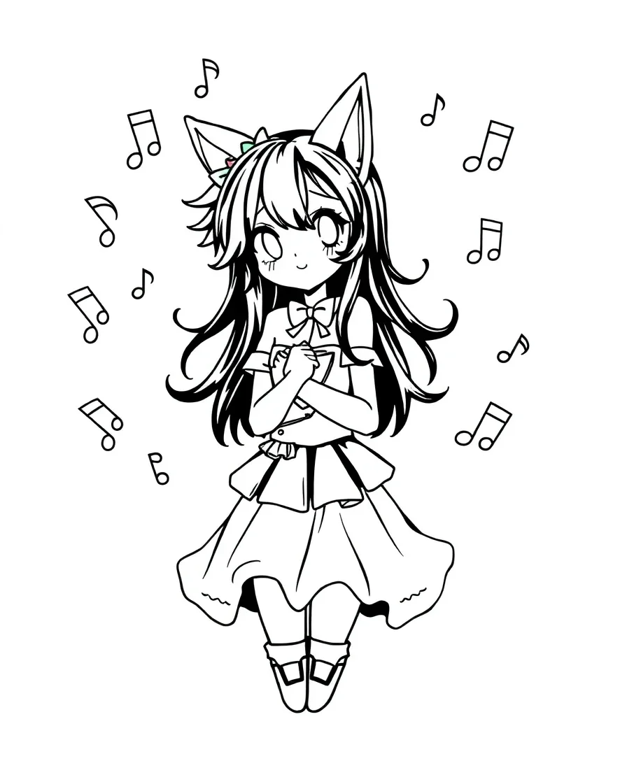 Kuromi Surrounded by Music Notes