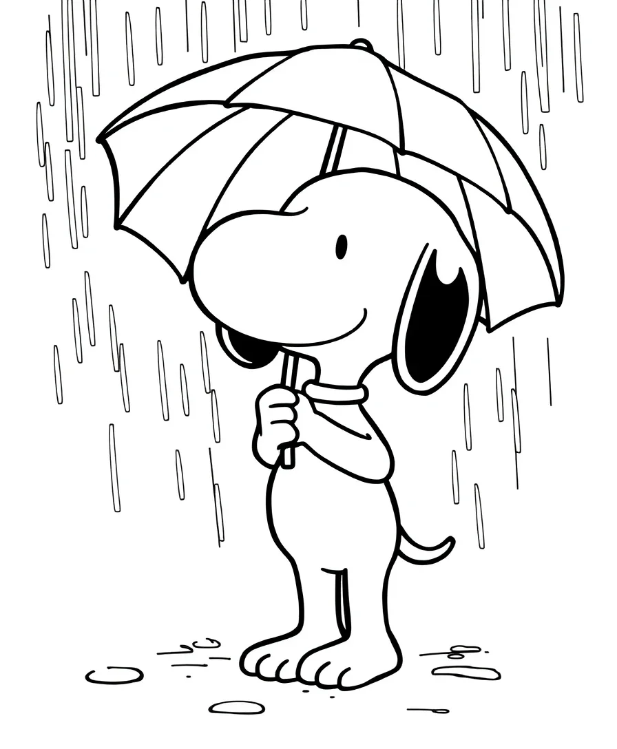 Snoopy in the Rain